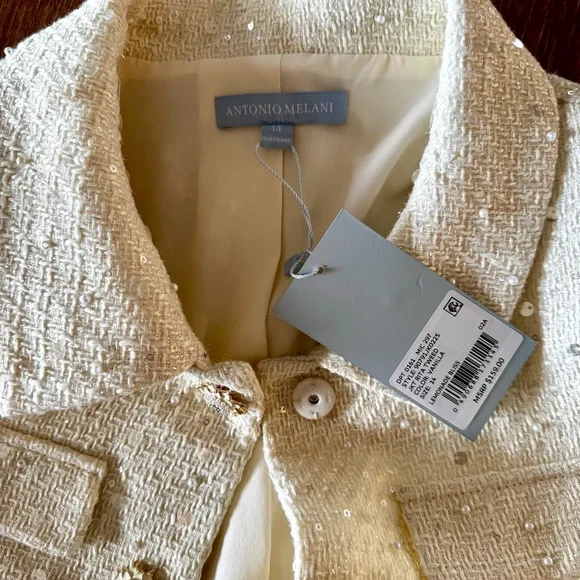 NWT butter yellow Antonio Melani Rita tweed jacket 14 - Picture 10 of 13